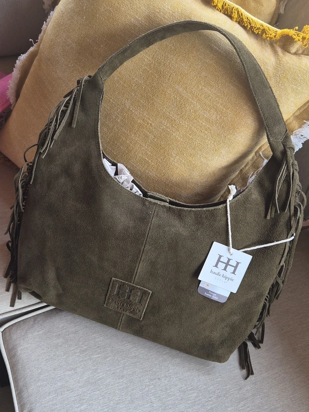 Haute Hippie Green Suede Fringe Bag - Picture 1 of 4
